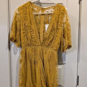Yellow Lace V-Neck Dress